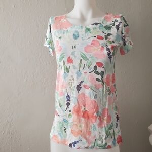 Whimsy Rose || Floral Print Short Sleeve Shirt XS